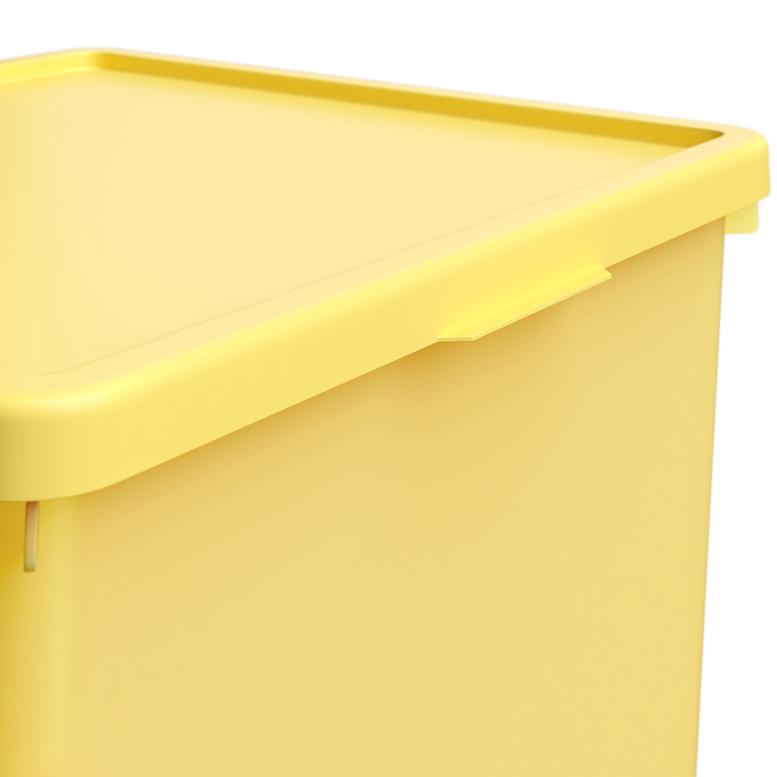 Mainstays Kids Yellow Large Plastic Storage Bin with Lid, 4 Pack