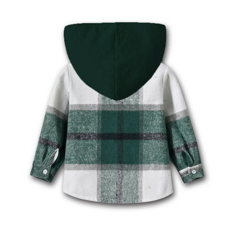

Cathalem Kids Winter Clothes Boys Toddler Boys Girls Shirt Coat Jacket Plaid Long Sleeve Kids Tops Hooded Windbreaker Boys Outerwear A 4-5 Years