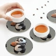 thumbnail image 7 of Pofeuu Cartoon Pandas Basketball Print Leather Coasters Set of 6, Round Cups Mugs Mat Pad for Home Kitchen Heat Resistant Drink Coasters,Round Shape, 7 of 7