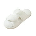 thumbnail image 2 of Willtoo Women's Fuzzy Slippers Open Toe Cross Band Slippers Memory Foam House Slippers for Women White 7 Wide, 2 of 6