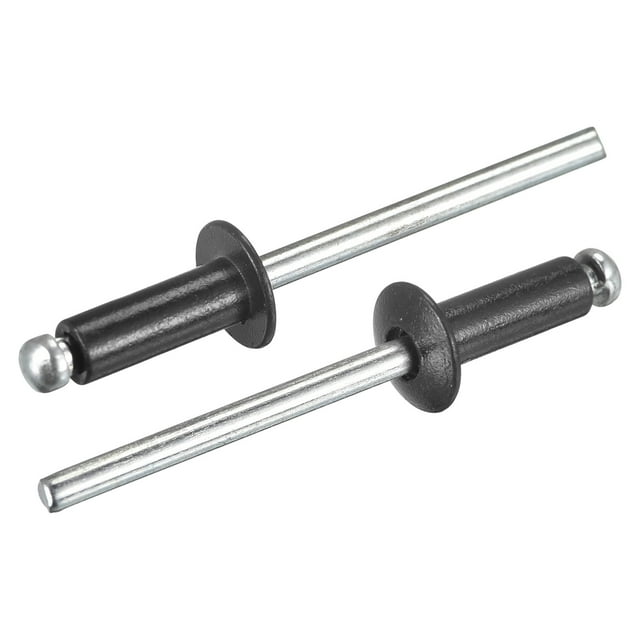 Ciegos Remaches 4mm x 10mm Aluminio Abierto Extremo Plano Redonda Cabeza Remache para Unión Metal Placa Negro 25uds Unique Bargains
