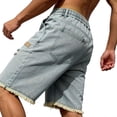 thumbnail image 6 of YSUEJPF Men's Ripped Denim Shorts Distressed Wide Leg Jean Shorts Summer Streetwear Elastic Waist Drawstring Jorts, 6 of 7