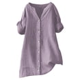 thumbnail image 4 of Otqutp Linen Shirts Girls Long Sleeve Button Down Shirt Tops Baggy Casual Roll Up Tees Teen Lightweight Fashion Blouses Kids Tee Top, 4 of 4