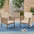 thumbnail image 2 of GDF Studio Oliver Outdoor Acacia Wood Club Chairs with Cushions, Set of 2, Gray and Cream, 2 of 10