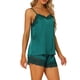 thumbnail image 4 of Conjuntos de pijama de satén para mujer INSPIRE CHIC con tirantes de encaje y pantalones cortos, 2 piezas, conjuntos de lounge de seda, XL, verde oscuro, 4 of 6