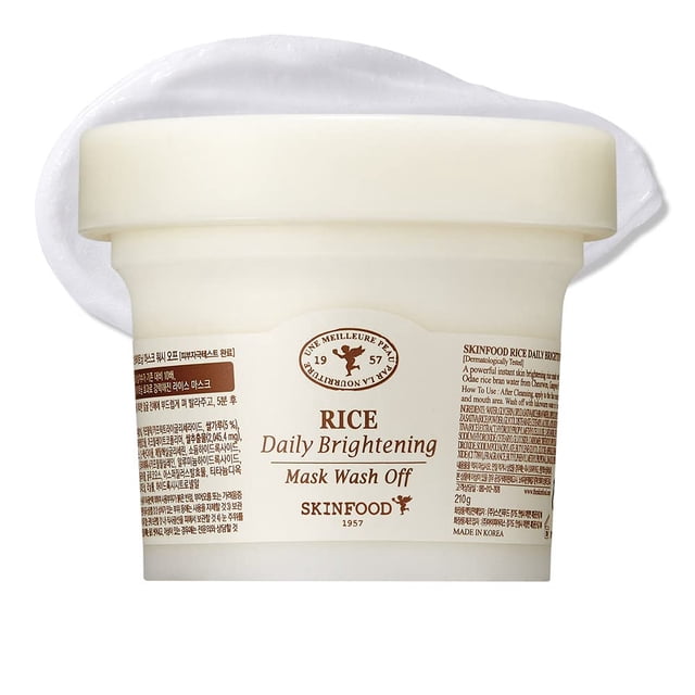 SKINFOOD Mascarilla diaria de arroz 7.40 oz – Exfoliante de arroz para lavar la piel oscura – Limpiador facial exfoliante de poros limpia y suaviza la piel del cuerpo – para hombres y mujeres (7.40