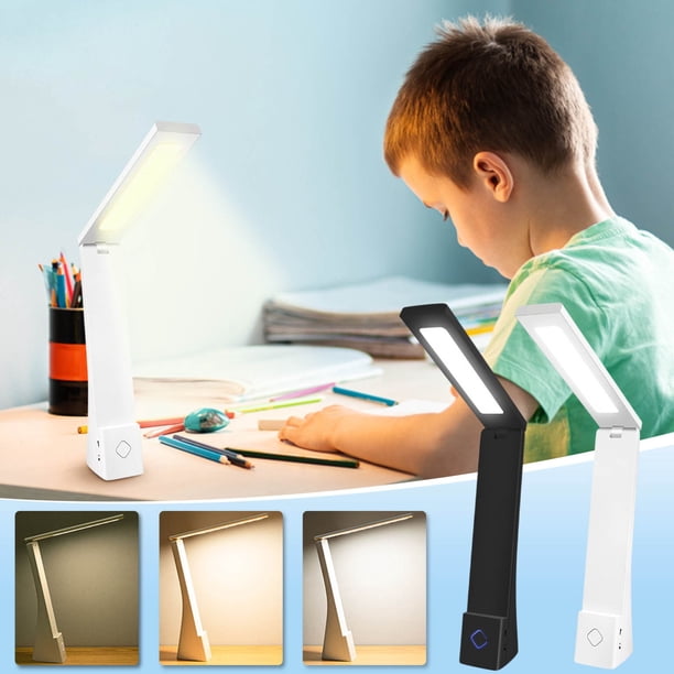 Xihbxyly Lámpara de Escritorio Plegable, 3 Modos de Iluminación Ajustables, Doble Uso Usb E Inalámbrico, Luz Led Que Cuida La Vista, Ajuste de Ángulo Flexible, Uso En Casa o En La Oficina, Diseño Por