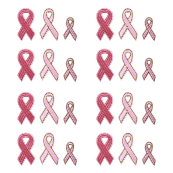 HONMEET 18Pcs Iron on Pink Ribbon Embroidery Cloth Patch Stickers for DIY Garment Accessories and Repairs
