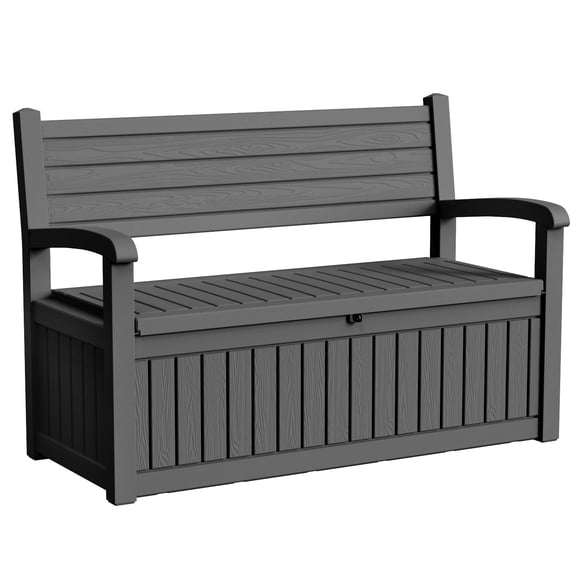 EasyUp 80 Gallon Storage bench Lockable Waterproof Deck Box - Outdoor Storage Box for Patio,Garden and Porch,Tools and Cushions（Black）Independence Day Gift.