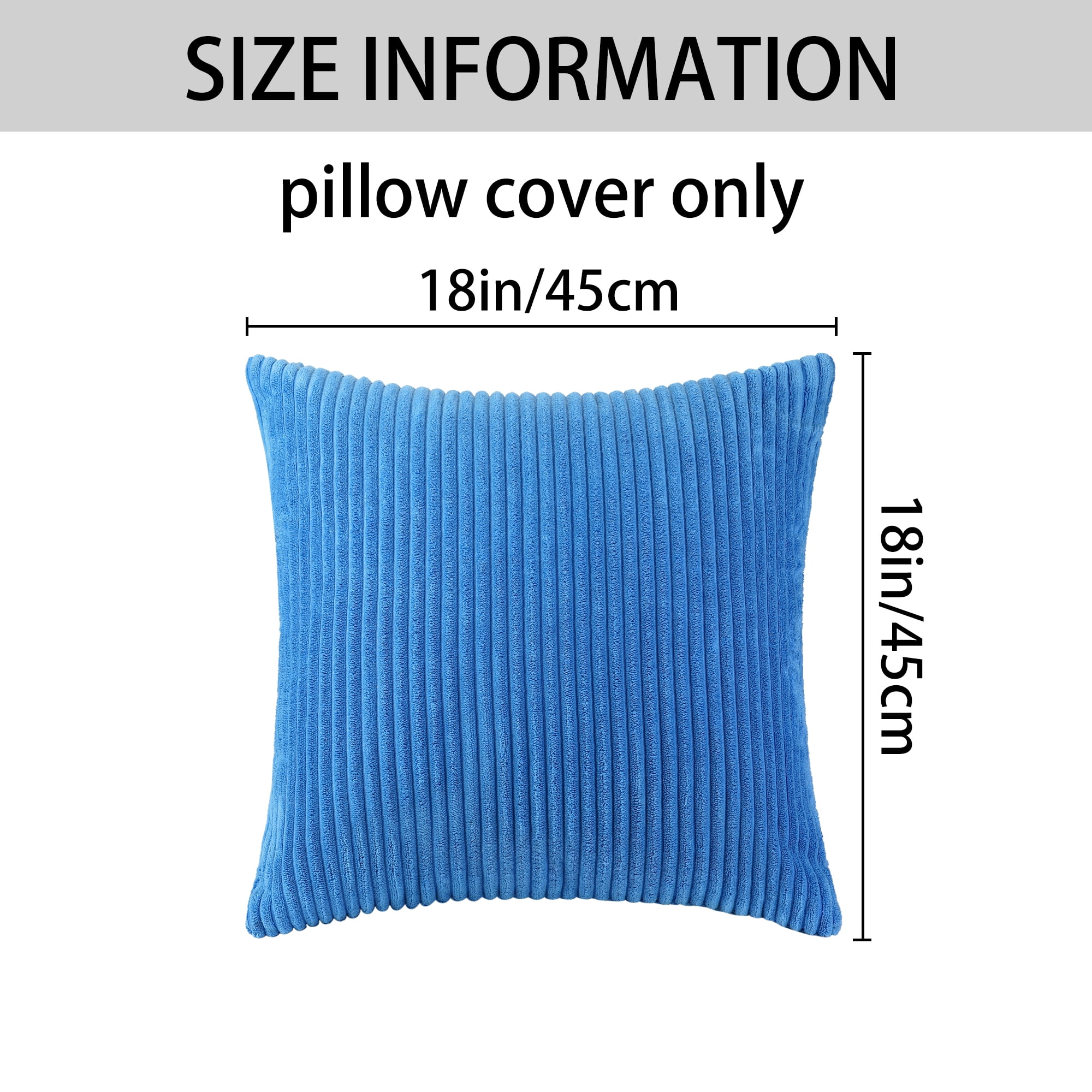 Unique Bargains Sofa Living Room Corduroy Decorative Throw Pillow Covers (2 Count) Blue 18" x 18"
