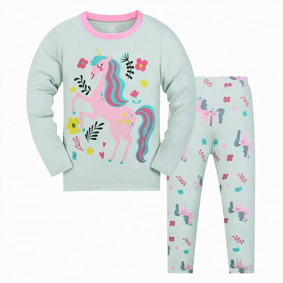 Baby Boy Outfit Boys Autumn Winter Round Neck Long Sleeve Elastic Waist 1T 2T 3T 4T 5T 6T Sleepwear Pajamas 2PCS