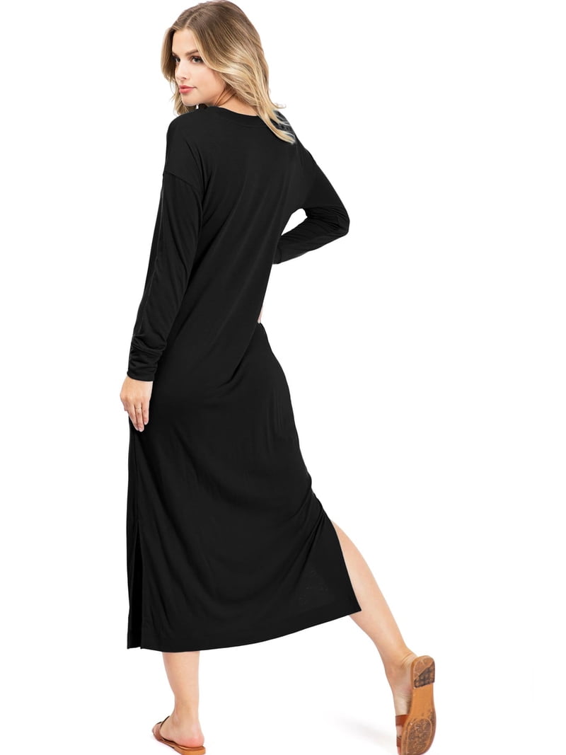 black long sleeve swing dress Black Turtleneck Swing Dress – BLANK