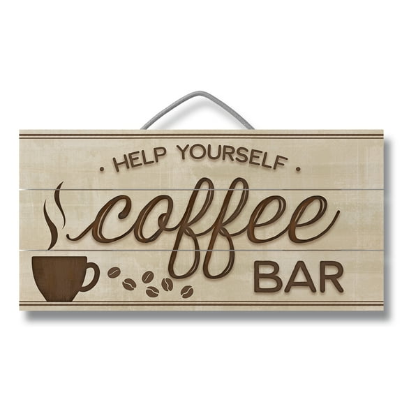 CounterArt "Coffee Bar" Brown Slatted Pallet Wood Wall Sign 12" by 6"