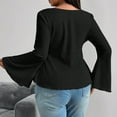 thumbnail image 3 of Women'S Plus Size Tops Ruffle T Shirts Sweetheart Neck Bell Long Sleeve Top Black XXL, 3 of 8