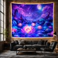 thumbnail image 6 of Luminous Lotus Moon Pagoda with Starry Sky, Dreamy Fantasy for Space Lovers, Mystical Celestial Wall Art, Halloween Gift Tapestry Wall Hanging for Bedroom and Living Room, 6 of 7