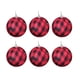 thumbnail image 1 of Juego de bolas navideñas a cuadros rojos y negros (6 piezas/paquete), 1 of 5