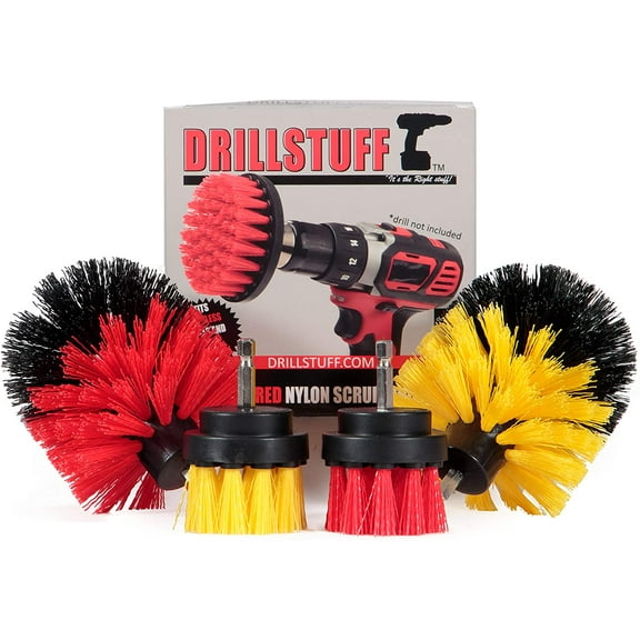 Cleaning Brush Attachments for Cordless Drill - Stiff Bristle Deck Brush - Concrete - Grout Scrub Brush - All Purpose Bathroom Drill Brushes for Cleaning Shower - Bathroom Surfaces - Tub and Tile