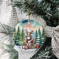 thumbnail image 3 of Merry Christmas Santa Reindeer Antlers Shetland Sheepdog Sleigh Xmas Winter Holiday Ceramic Round Ornament Sheltie Dog Lover Gifts Home Tree Decor - 00023, 3 of 5