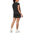 thumbnail image 3 of ATHLECHIC Women's Summer Cap Sleeve Crew Neck Tops Elactsic Waist Shorts Casual 2 Piece Tracksuit M Black, 3 of 5