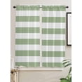 thumbnail image 2 of Bedroom Curtains 63 Inches length, Sage Green Striped Window Treatment Curtain Drapes, Farmhouse Sage Green Stripes Rod Pocket Curtain Panels for Living Room Kitchen, 42"x63", 2 Panels, 2 of 7