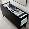 thumbnail image 5 of Turquoise Black Stripe Table Runner 90 Inches Long, Modern Abstract Coarse Striped Kitchen Coffee Dining Table Decoration for Home Party Birthday Wedding Home Decor 13x90 Inches, 5 of 8