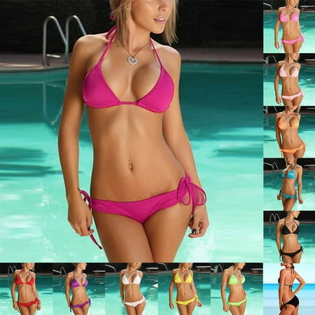 EFINNY Women's Sexy Triangle Bandage Swimwear Bikini Set Push-up Bra Swimsuit Bathing