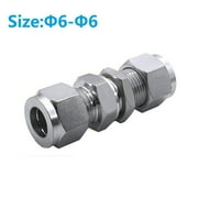 Tube OD Double Ferrule 6mm Compression Fitting Bulkhead Connector Stainless 304