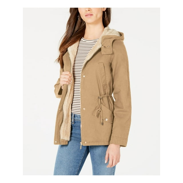 COLLECTIONB Womens Brown Gathered Button Down Winter Jacket Coat M