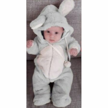 

RPVATI Baby Unisex Fleece Warm Long-Sleeve Cotton Footed Sleep Newborn Infant Zipper WinterJumpsuit Solid Hooded Clothes