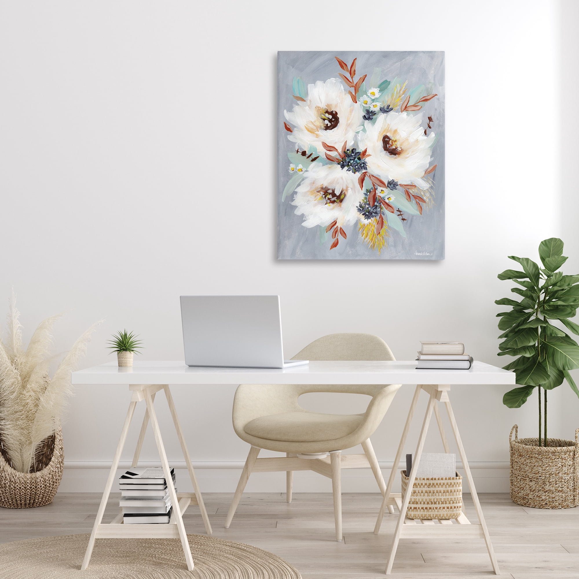 Stupell Industries White Flowers Trio Botanical & Floral Painting Gallery Wrapped Canvas Art Print Wall Art, 30 x 40
