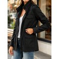 thumbnail image 3 of Long Sleeve Women Spring Fall Solid Color Zipper Coat Stand Collar Casual Military Anorak Jackets with Pocket, 3 of 6