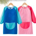 thumbnail image 3 of Children Painting Apron Kids Play Apron Waterproof Color Pocket Design Cooking Apron with Big Pockets For Children Age 6 7 8 9 Rose red, 3 of 7