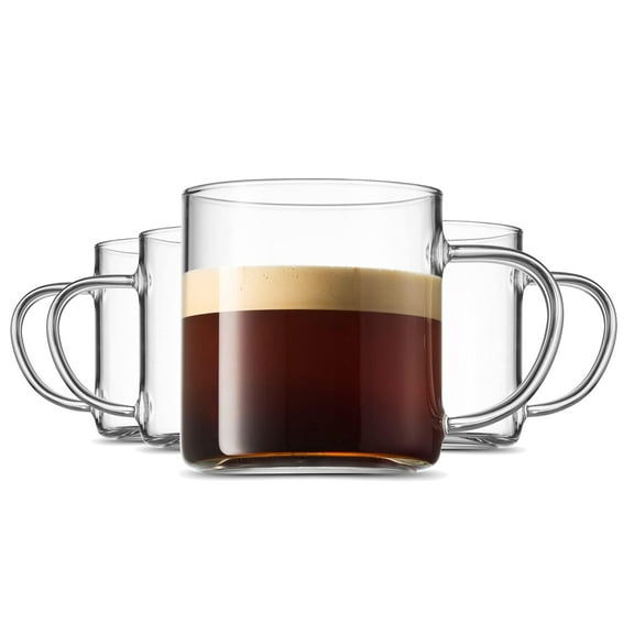 Lefonte Glass Coffee Mugs Set - 14oz, Set of 4