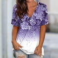 thumbnail image 1 of Fiudx Camisas de Mujer Moda Mujer V-Cuello Manga Corta Blusa Camiseta Verano Impresión Tops Sueltos, 1 of 7