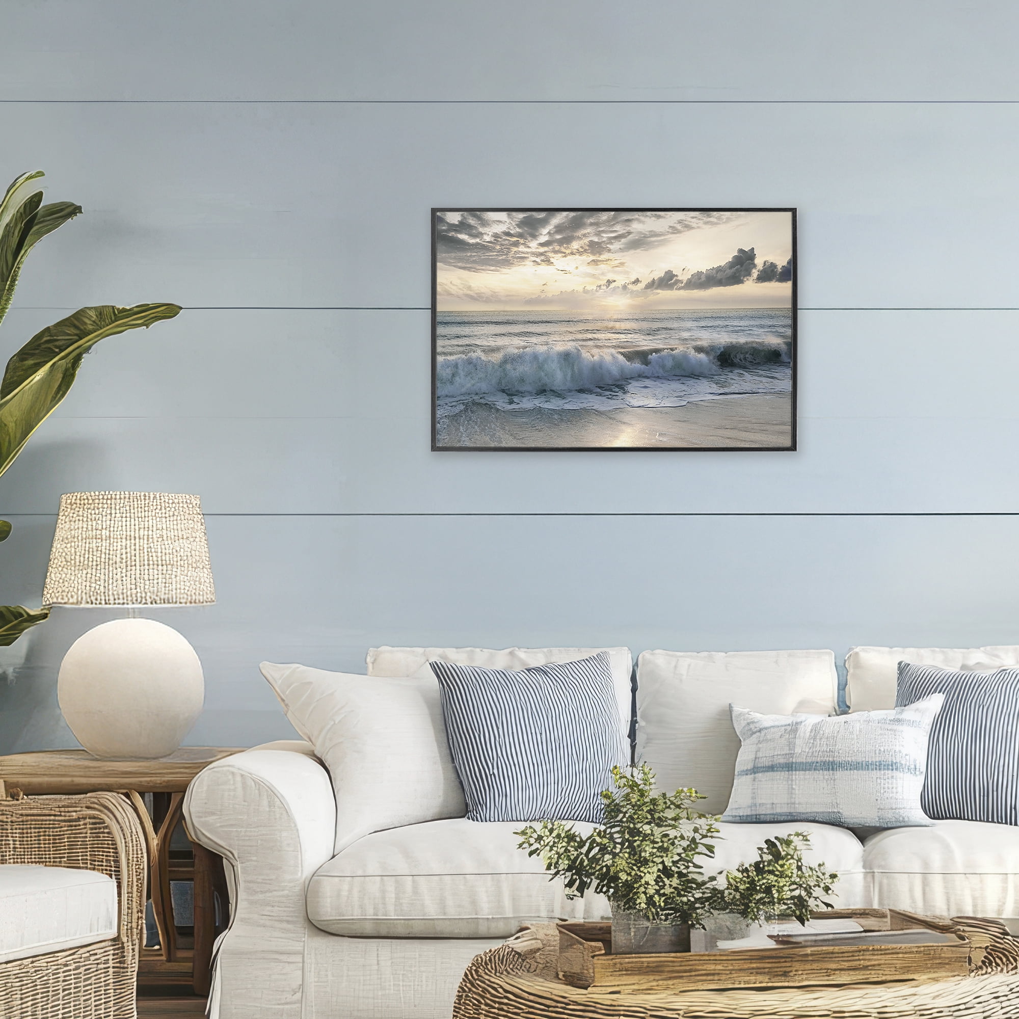Stupell Industries Sunset Foam Along Shoreline Black Framed Giclee Art, design by Mike Calascibetta