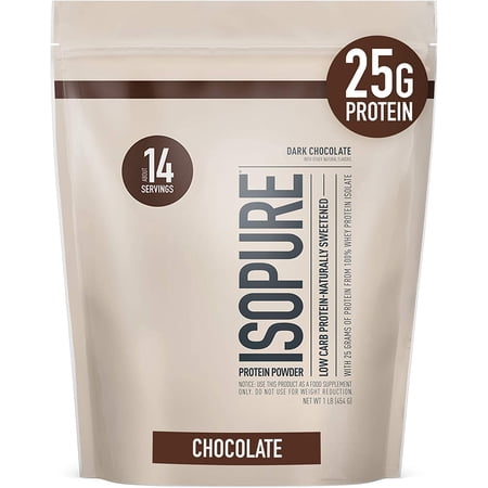 Isopure Low Carb Dark Chocolate Protein Powder - 1lb: Whey Isolate, 25g Protein
