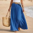 thumbnail image 2 of Vynhevius Womens Solid Belted Skirt Elastic Waist Flowy Casual Maxi, 2 of 6