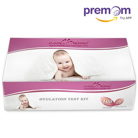 Easy@Home 100 Ovulation Test Strips and 20 Pregnancy Test Strips Kit-The Reliable Ovulation Predictor Kit (100 LH + 20 HCG), Powered by Premom Ovulation Predictor iOS and Android (Best Ovulation App Android)