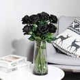 thumbnail image 3 of Zukuco 10PCS Artificial Roses Flower Silk Rose with Stem Realistic Artificial Long Stem Rose Valentine's Day Fake Roses Bouquet for Wedding Home Decoration (Black), 3 of 6