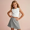 thumbnail image 5 of Girls Golf Skirt, Athletic Tennis Skirts with Shorts Solid Color High Waisted Skorts for Workout Light Skirt Gray 4Y, 5 of 9