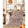 thumbnail image 2 of Fall Flannel Blanket for Bed,Travel and Camping, Thanksgiving Pink Pumpkin Eucalyptus Leaves Linen Super Soft Cozy Blanket for All Seasons 60"x80", 2 of 6
