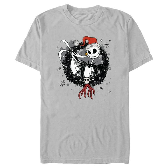 Men's The Nightmare Before Christmas Jack And Zero Wreath  Graphic T-Shirt