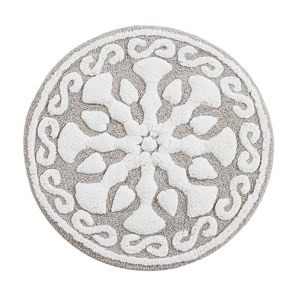 MAYEERTY Medallion Cotton Tufted Round Bath Rug，Taupe