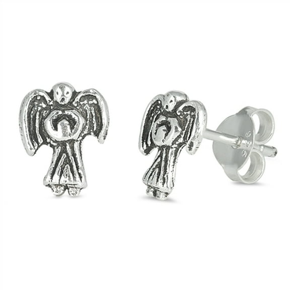 Sterling Silver Oxidized Angel Heaven Vintage Earrings 925 New Jewelry Female Unisex