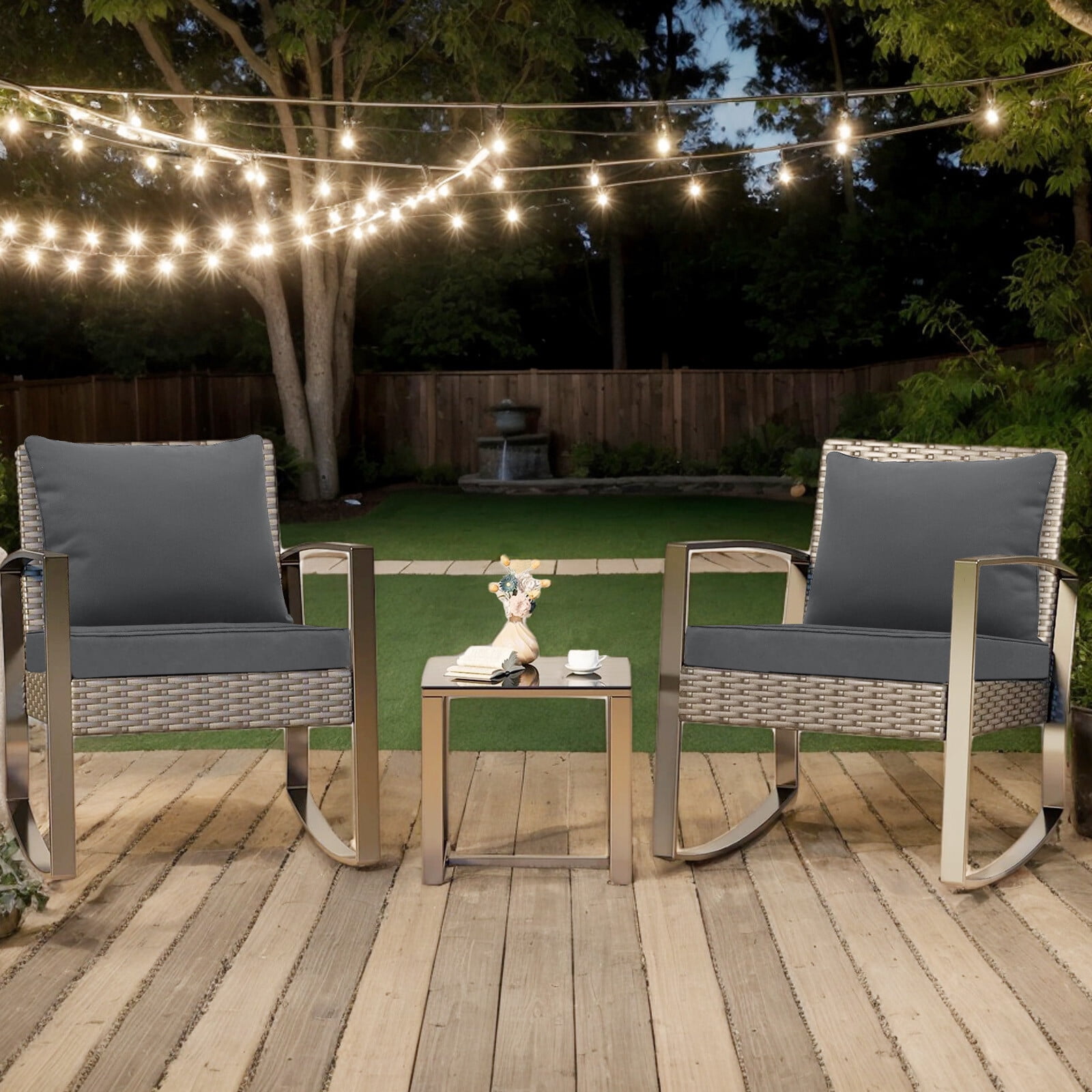 Outdoor Seat Cushion Set 22 x 22 Inch Waterproof & Fade Resistant Patio Furniture Cushions with Removable Cover, Outdoor Sofa Replacement Seat & Back Cushions for Chair Sofa Couch, Dark Gray
