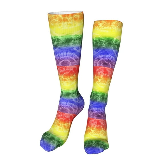 Kdxio Colorful Tie Dye Funny Silky Novelty Funky Long Knee High Socks Soft 3D Print Cosplay Crazy Stockings for Men Women