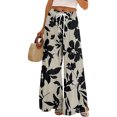 thumbnail image 2 of Palazzo Pants for Women 2026 Spring Summer Floral Print Elastic High Waist Wide Leg Loose Flowy Boho Beach Pants with Pockets, 2 of 8