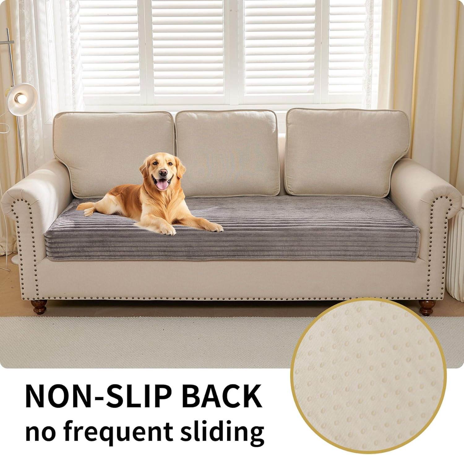 Waterproof Couch Cover for Dogs Washable, Faux Fur Pet Couch Covers for Sofa, Soft Dog Bed Cover Non-Slip Couch Covers for 3 Cushion Couch Sofa Pet Friendly (Grey, 35" x 82")
