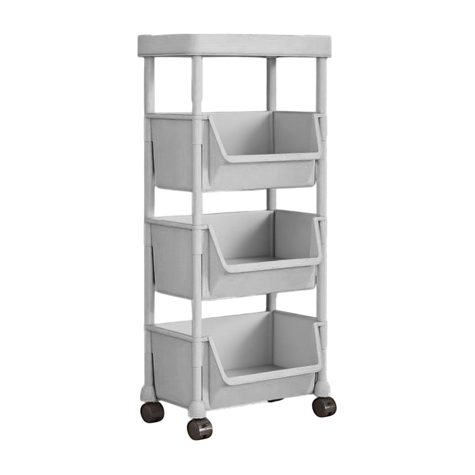 YZHMYR Mobile Under-Table Storage Cart with Wheels Multi-Tier Plastic Bookcase Rolling Organizer Rack Dorm Room Book Storage Kitchen Pantry Organization for Office Home Classroom Desk Storage Supply