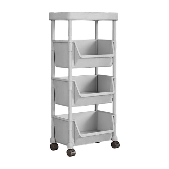 HBBKVI White 4 Tier Rolling Storage Cart Desk Storage Rack Mobile Floor Standing Dorm Desk Under-Table Cart Simples Small Bookcase with Wheels Multi Tiered Multifunctional Storage Rack